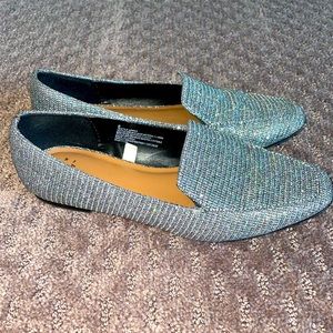 Silver sparkly loafers